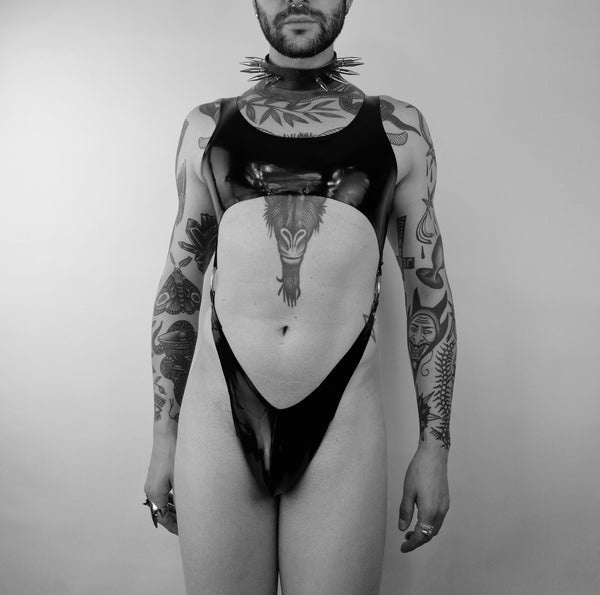 'SEKA', latex monokini with high cut leg