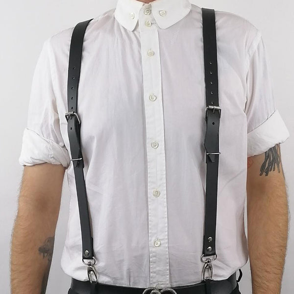 'VLADIMIR' leather suspenders, black