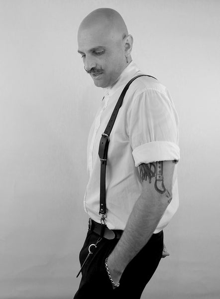 'VLADIMIR' leather suspenders, black