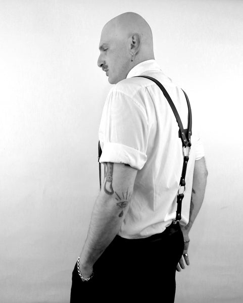 'VLADIMIR' leather suspenders, black