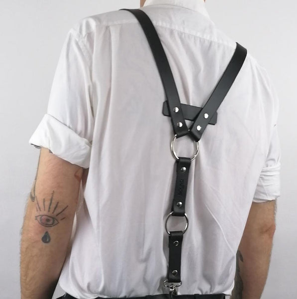'VLADIMIR' leather suspenders, black
