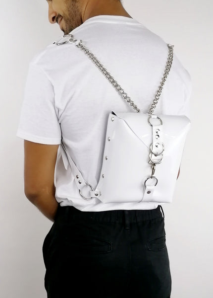 'TONKA' square backpack/bag, PVC white