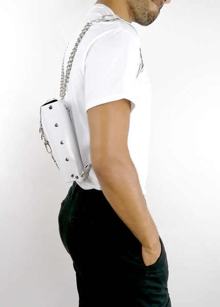 'TONKA' square backpack/bag, PVC white