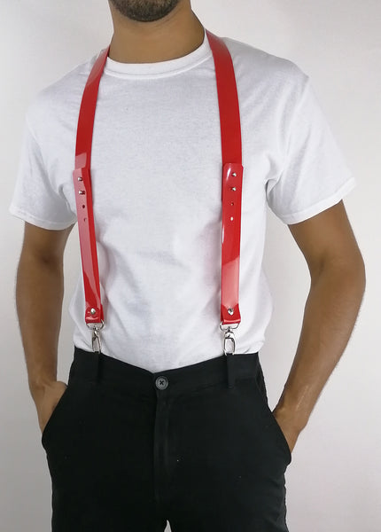 'KARLO' suspenders, PVC, red