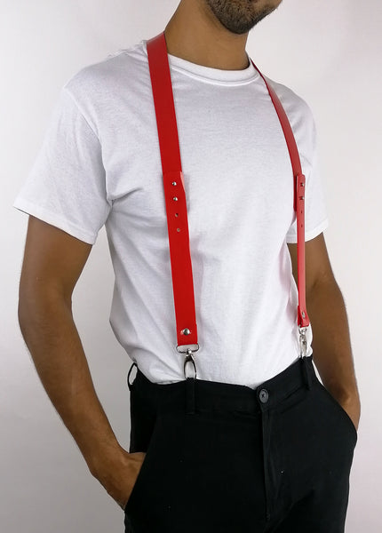'KARLO' suspenders, PVC, red