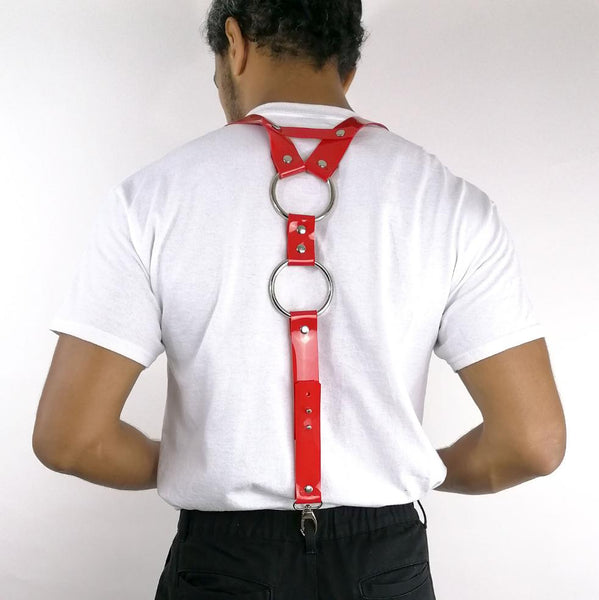 'KARLO' suspenders, PVC, red