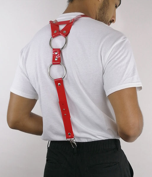 'KARLO' suspenders, PVC, red