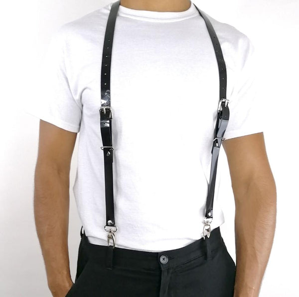 'FRANJO' PVC suspenders, black