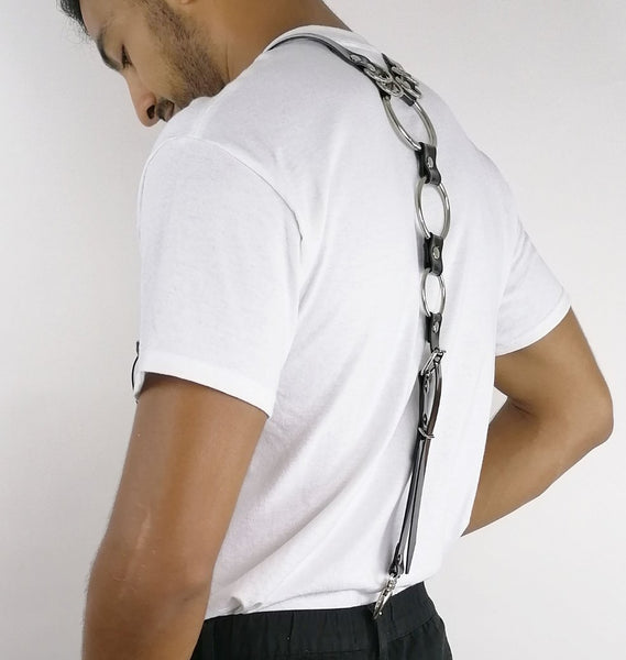 'FRANJO' PVC suspenders, black