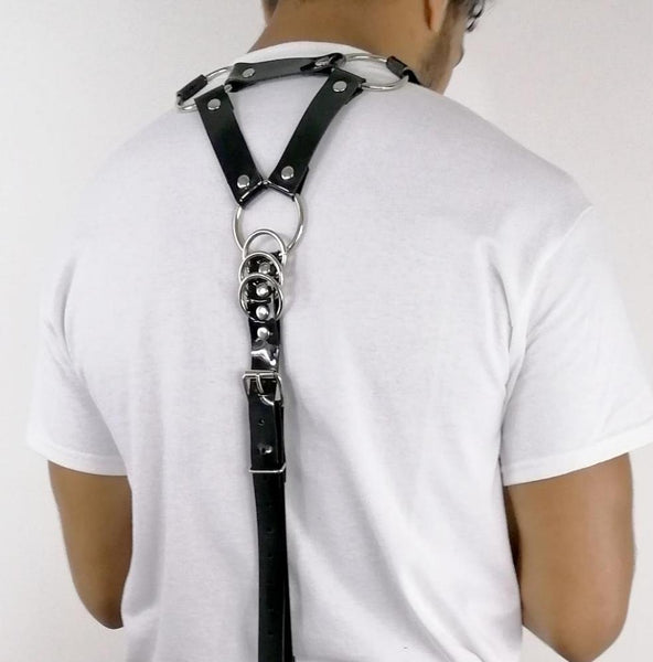 'ANDREJ' PVC suspenders, black