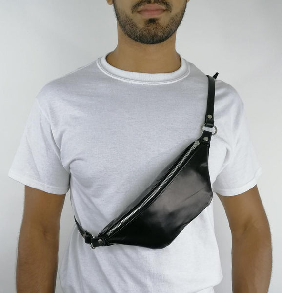 'MARJAN' leather waist bag, black