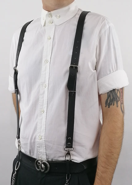 'VLADIMIR' leather suspenders, black