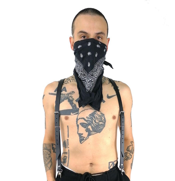 'JOSIP' leather suspenders, black