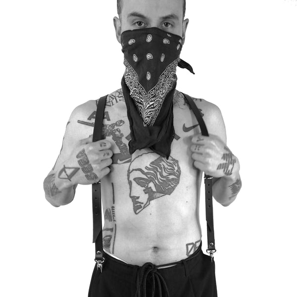 'JOSIP' leather suspenders, black