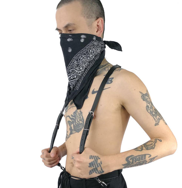 'JOSIP' leather suspenders, black