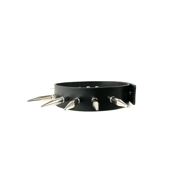 'VELISLAVA' black leather choker with monster spikes