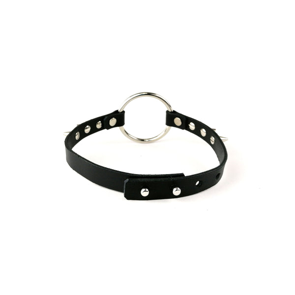 'MILENA' black leather choker with spikes