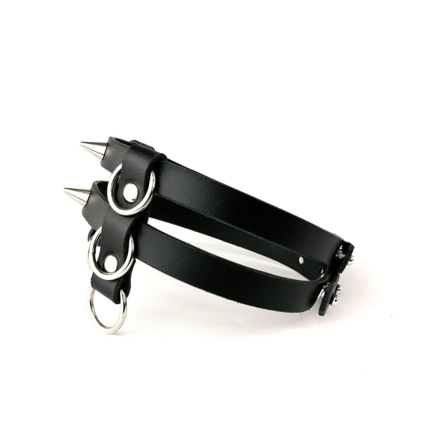 'JARO' two strap choker with spikes