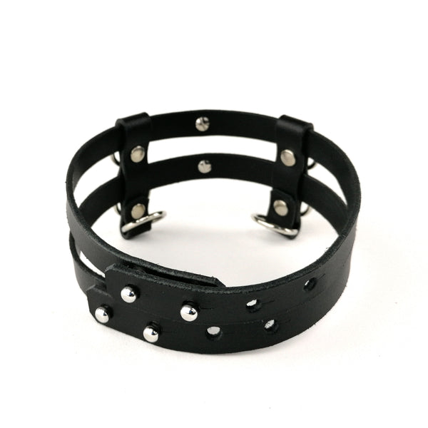 'JARO' two strap choker with spikes