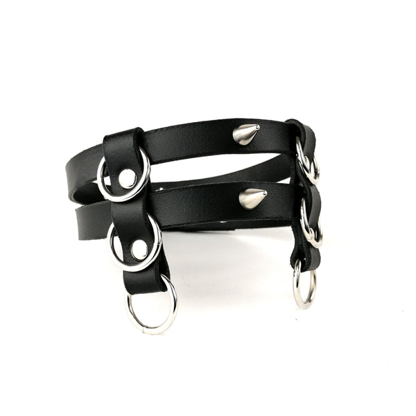 'JARO' two strap choker with spikes