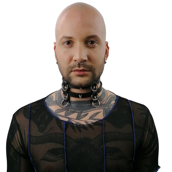 'JARO' two strap choker with spikes