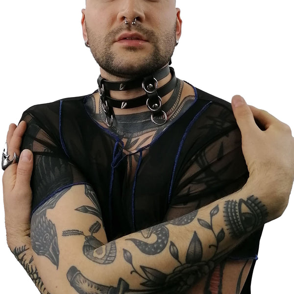 'JARO' two strap choker with spikes