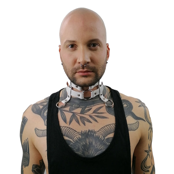 'NEDELJKO' two strap, white PVC choker