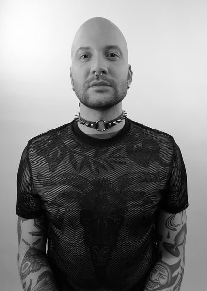 'MILENA' black leather choker with spikes