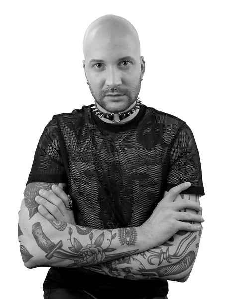 'MILENA' black leather choker with spikes