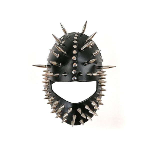 'ŠIME' black leather mask with spikes