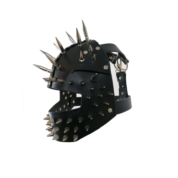 'ŠIME' black leather mask with spikes