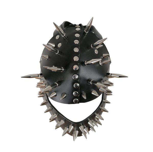 'ŠIME' black leather mask with spikes