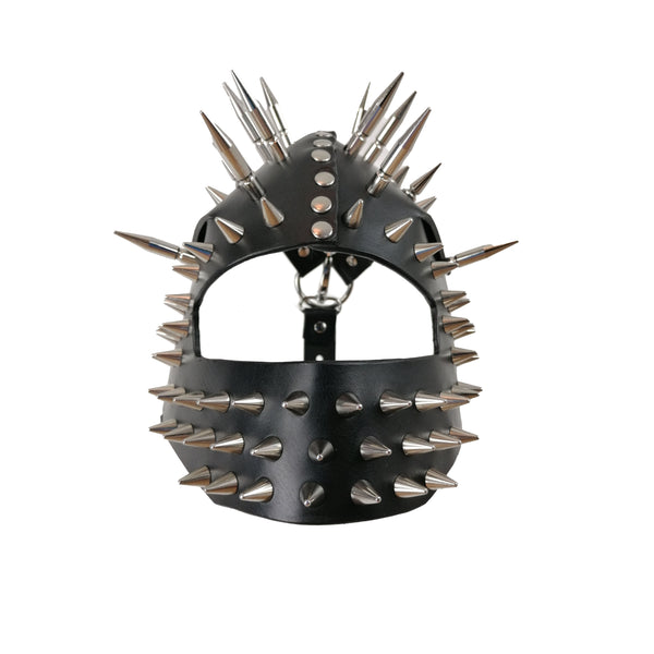 'ŠIME' black leather mask with spikes
