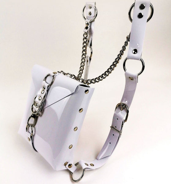 'TONKA' square backpack/bag, PVC white