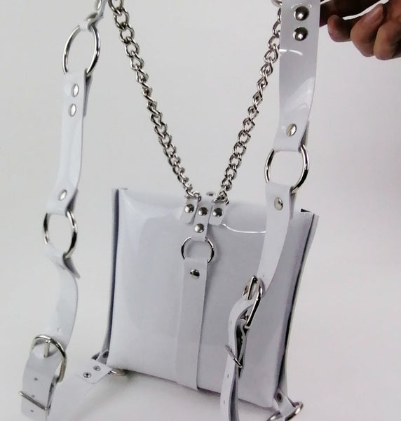 'TONKA' square backpack/bag, PVC white