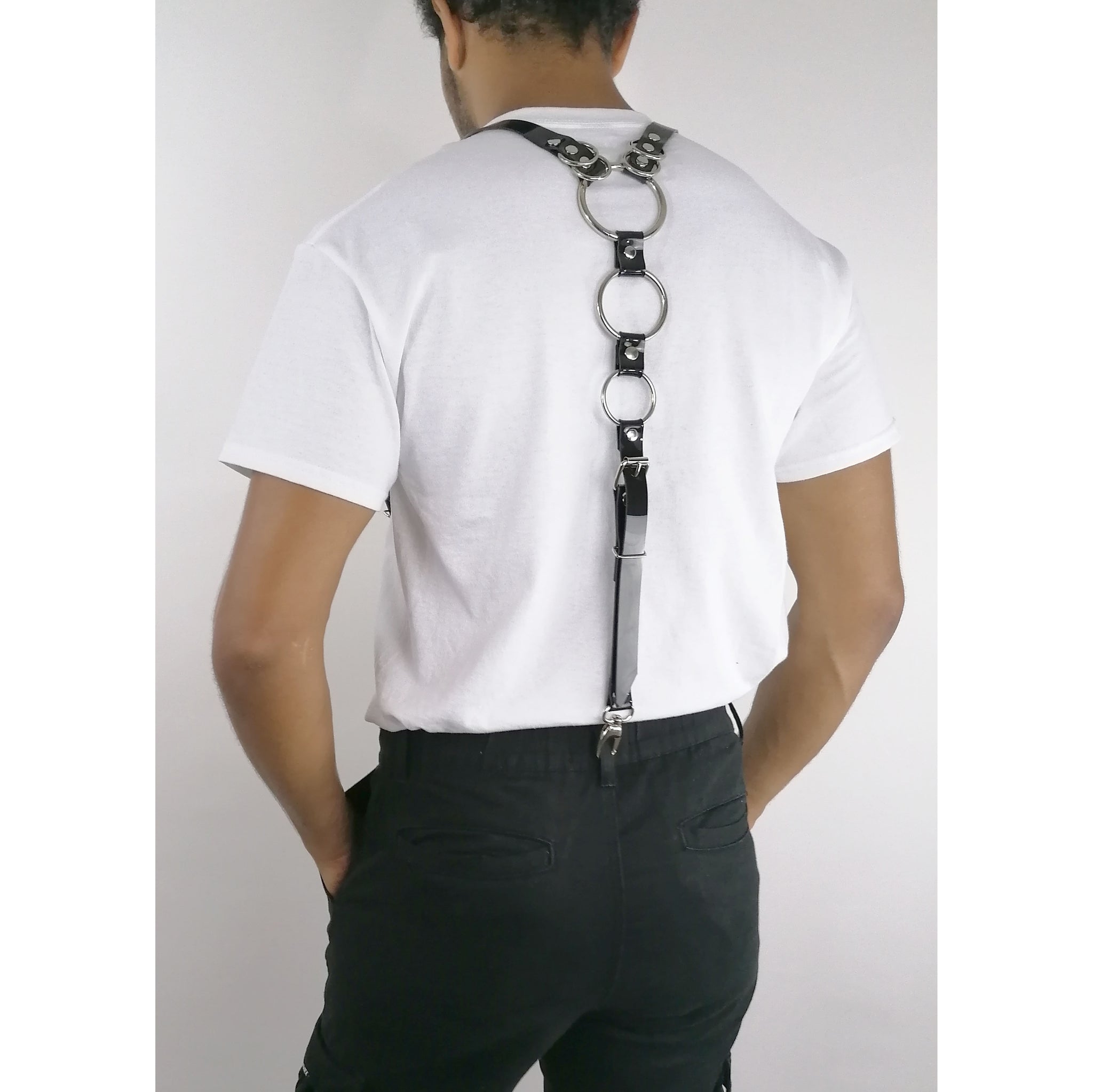 'FRANJO' PVC suspenders, black