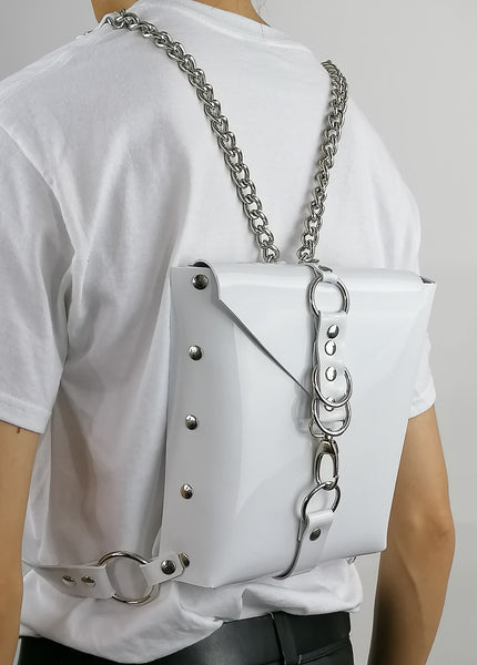 'TONKA' square backpack/bag, PVC white