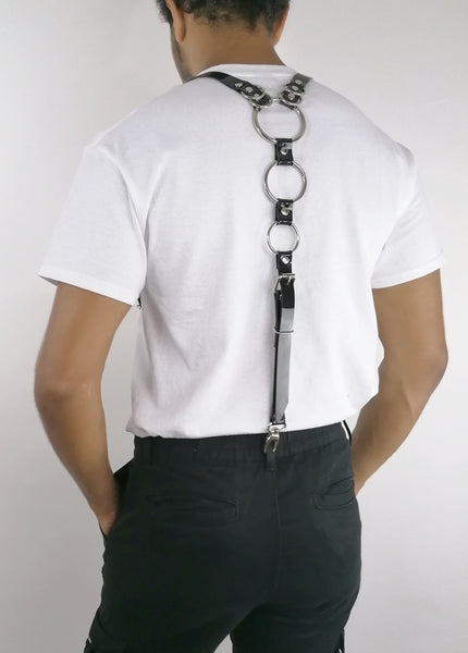 'FRANJO' PVC suspenders, black