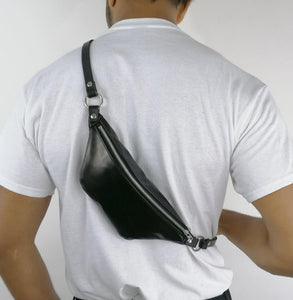 'MARJAN' leather waist bag, black