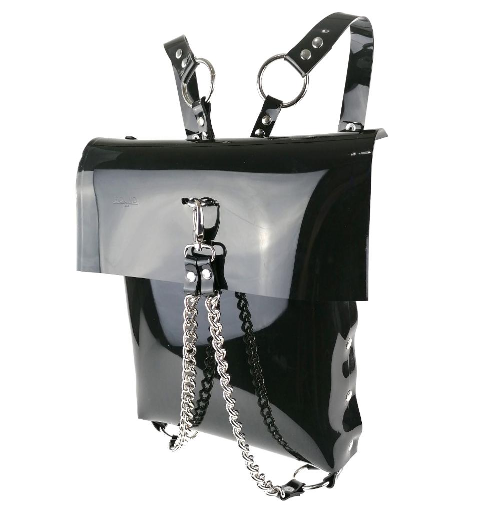 'IBRAHIM' glossy black PVC backpack