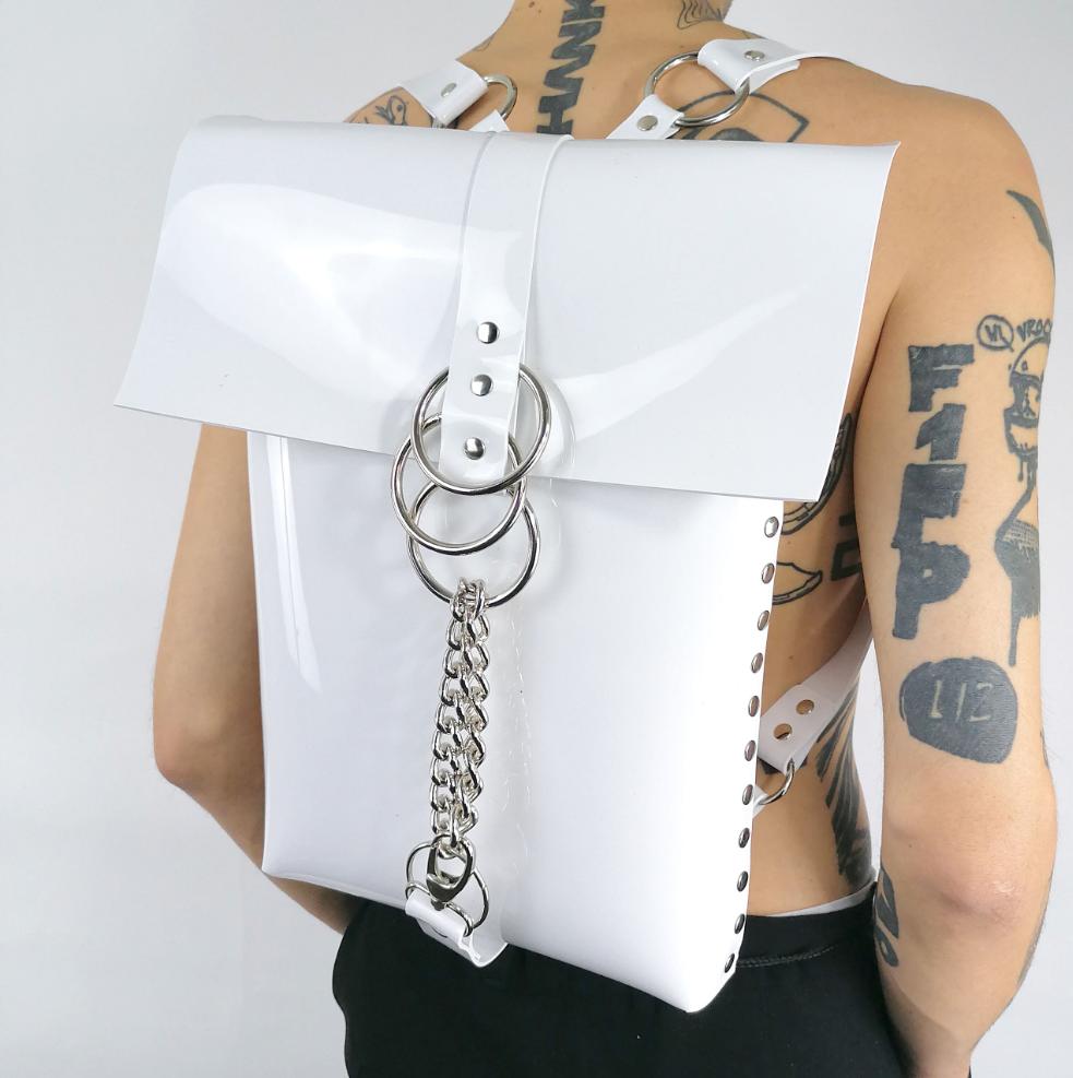 'ZALA' PVC backpack, white