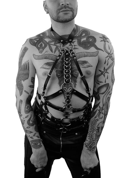 'MILICA' full body, black leather harness