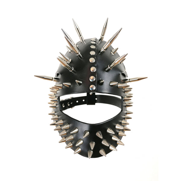 'ŠIME' black leather mask with spikes