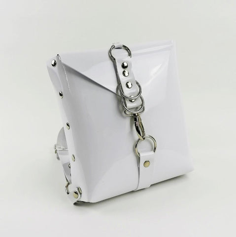 'TONKA' square backpack/bag, PVC white