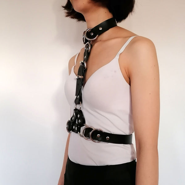 'LJUBICA' black leather chest harness