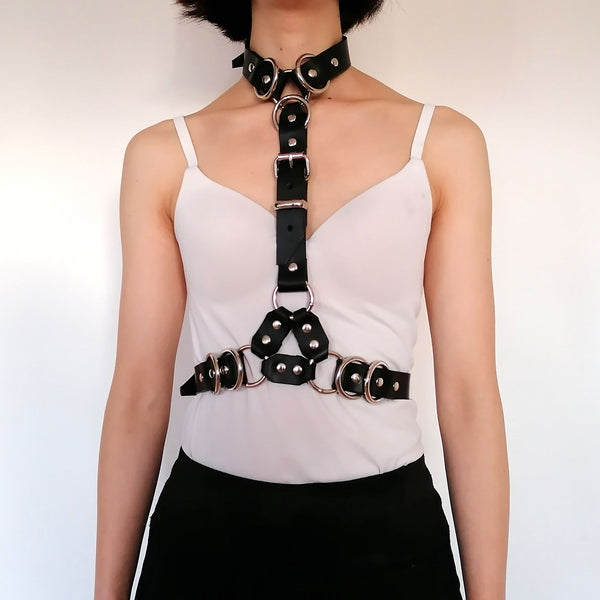 'LJUBICA' black leather chest harness