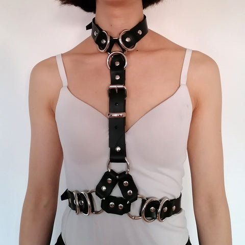 'LJUBICA' black leather chest harness